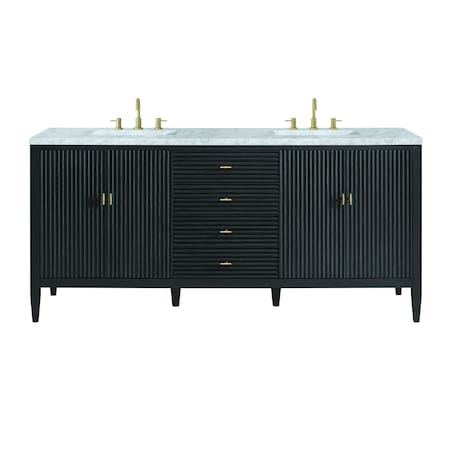 James Martin Vanities 72'' Double Vanity, Carbon Oak w/ 3 CM Carrara White Marble Top 485-V72-CBO-3CAR